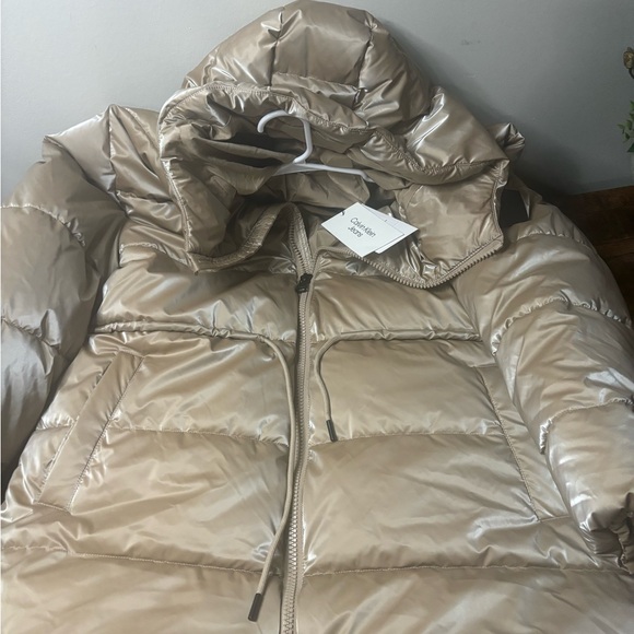 Calvin Klein Jeans Women's Quilted Puffer Hood Jacket in Khaki Size L NWT - Picture 7 of 15